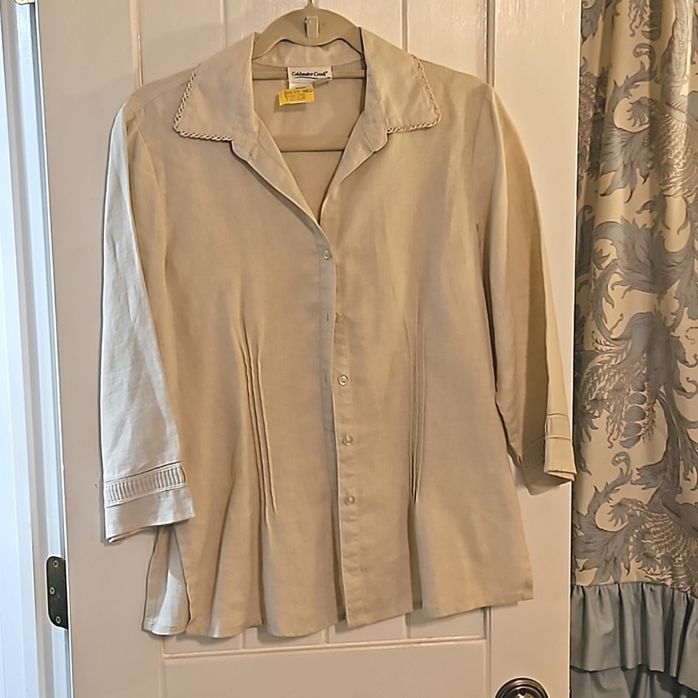 Coldwater Creek beige linen 3/4 sleeve blouse